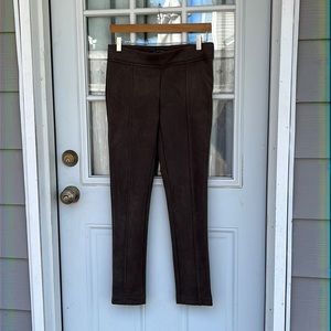 Andrew Marc Brown Suede Feel Ankle Length Leggings,XS